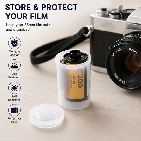 Yudylg 100 PCS Plastic Film Canister Holder with Film Canisters with Caps, 35mm Film Canister Set, Film Canisters for Rockets, Film Storage, White in Saudi Arabia