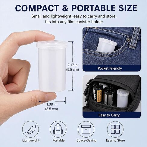 Yudylg 100 PCS Plastic Film Canister Holder with Film Canisters with Caps, 35mm Film Canister Set, Film Canisters for Rockets, Film Storage, White in Saudi Arabia
