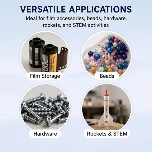 Yudylg 100 PCS Plastic Film Canister Holder with Film Canisters with Caps, 35mm Film Canister Set, Film Canisters for Rockets, Film Storage, White in Saudi Arabia