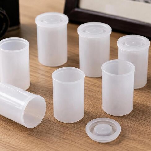 Yudylg 100 PCS Plastic Film Canister Holder with Film Canisters with Caps, 35mm Film Canister Set, Film Canisters for Rockets, Film Storage, White in Saudi Arabia