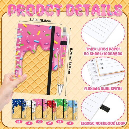 Resurhang 24 Pcs Ice Cream Drip Baseball Party Favors Baseball Ballpoint Pens and Notebooks Bulk Ice Cream Drip Retractable Black Ink Pens for Sports Team Gifts Birthday Party Supplies School Office in Kuwait