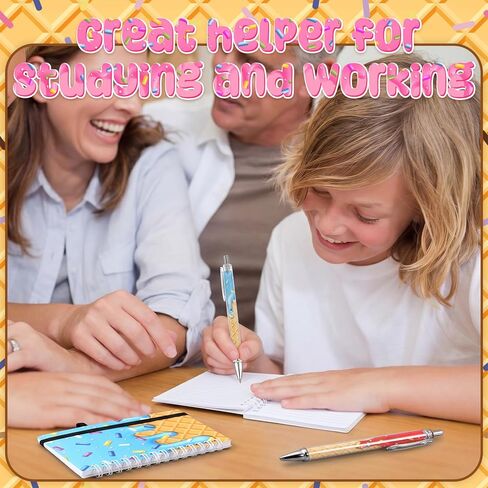 Resurhang 24 Pcs Ice Cream Drip Baseball Party Favors Baseball Ballpoint Pens and Notebooks Bulk Ice Cream Drip Retractable Black Ink Pens for Sports Team Gifts Birthday Party Supplies School Office in Kuwait