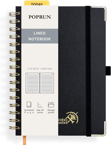 POPRUN Lined Spiral Journal Notebook for Women & Men, B5-7.25 x 9.5in, 220 Pages, 120 GSM College Ruled Notebooks, Hardcover Journals for Work, School, Note Taking Writing, Journaling, Pacific Green in Saudi Arabia