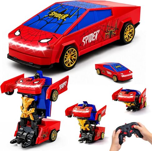 Cyber Truck Transform RC Car Toy, Spider Transform Remote Control Car, 2.4GHz 2-in-1 Deformable Toy Vehicle with Cool Light Effects, Transform Cars for Kids Boys Ages 4-8, Birthday Gift in Saudi Arabia