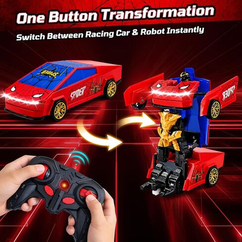 Cyber Truck Transform RC Car Toy, Spider Transform Remote Control Car, 2.4GHz 2-in-1 Deformable Toy Vehicle with Cool Light Effects, Transform Cars for Kids Boys Ages 4-8, Birthday Gift in Saudi Arabia