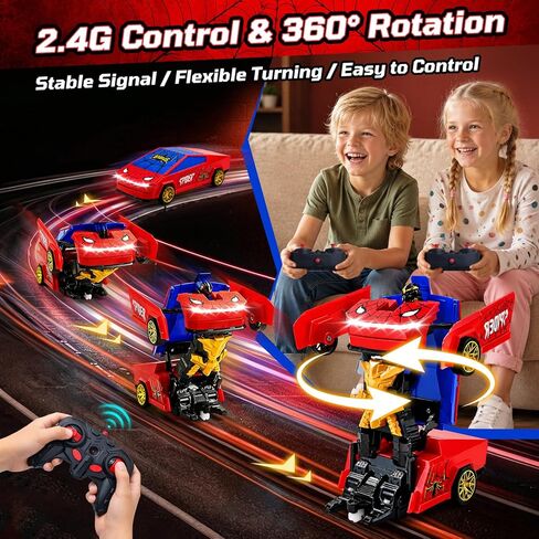 Cyber Truck Transform RC Car Toy, Spider Transform Remote Control Car, 2.4GHz 2-in-1 Deformable Toy Vehicle with Cool Light Effects, Transform Cars for Kids Boys Ages 4-8, Birthday Gift in Saudi Arabia