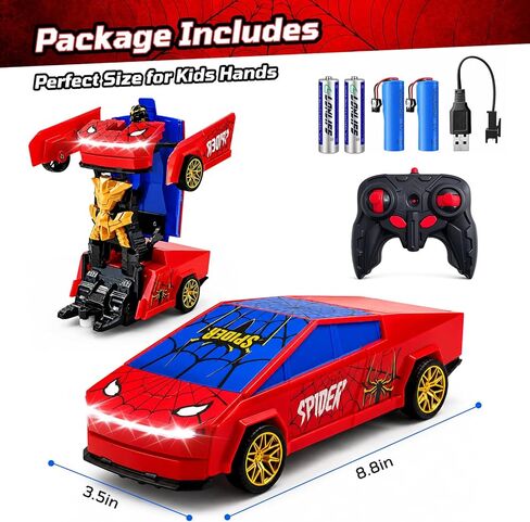 Cyber Truck Transform RC Car Toy, Spider Transform Remote Control Car, 2.4GHz 2-in-1 Deformable Toy Vehicle with Cool Light Effects, Transform Cars for Kids Boys Ages 4-8, Birthday Gift in Saudi Arabia