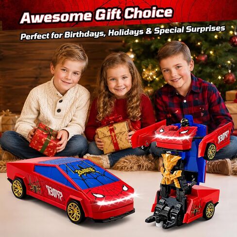 Cyber Truck Transform RC Car Toy, Spider Transform Remote Control Car, 2.4GHz 2-in-1 Deformable Toy Vehicle with Cool Light Effects, Transform Cars for Kids Boys Ages 4-8, Birthday Gift in Saudi Arabia