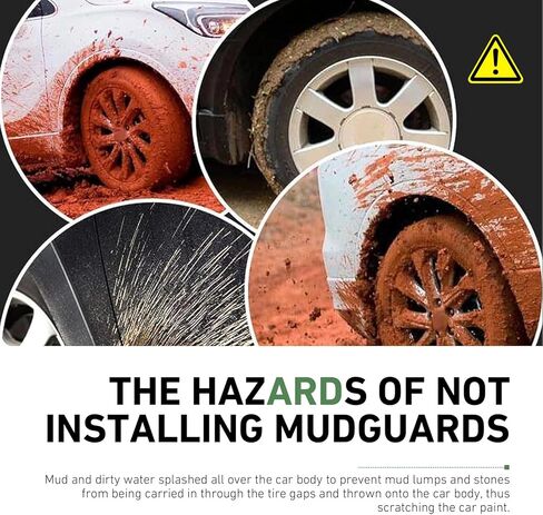 2 PCS Mud Flaps, 8.27 x 12.6 Inch Splash Guards Tire Protectors, No-Drill Mudguard mud Guards, Universal for Most Cars, Trucks, SUVs (Black) in Kuwait