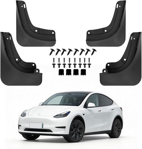No Drill Mud Flaps for 2021-2024 Tesla Model Y, OEM-Style Matte Black 4Pcs Splash Guards, All Weather Heavy Duty Paint & Body Protection, Custom Fit Standard/Long Range/Performance AWD/RWD Trims in Saudi Arabia