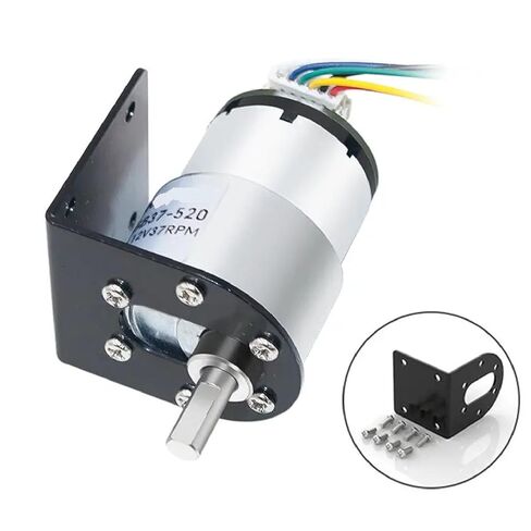 JGB37-520 Hall Encoder Miniature DC Geared Motor, 6V~12V, High Forward and Reverse Torque, 21KG.CM Miniature Geared Motor. (Without Stand) in Kuwait