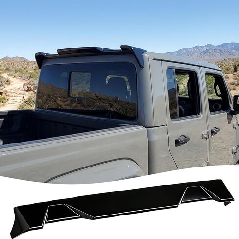 STSEV01 Rear Spoiler Cab Roof Wing Fit for Jeep Gladiator JT 2020-2026 Accessories Mojave/Overland/Rubicon/Sahara/Sport/Texas Trail/Willys 41, ABS Gloss Black Add-on Top Lip Truck Cabs Exterior in Saudi Arabia