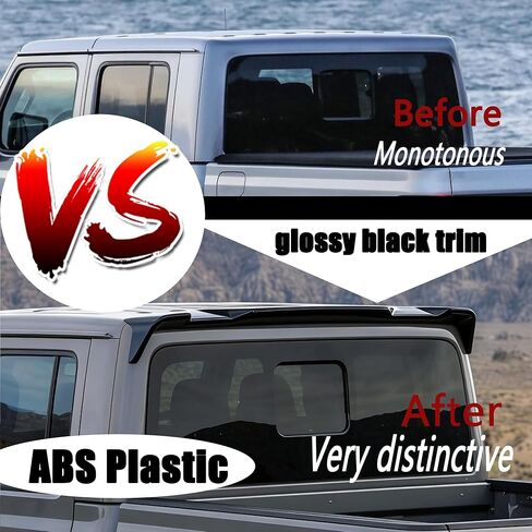 STSEV01 Rear Spoiler Cab Roof Wing Fit for Jeep Gladiator JT 2020-2026 Accessories Mojave/Overland/Rubicon/Sahara/Sport/Texas Trail/Willys 41, ABS Gloss Black Add-on Top Lip Truck Cabs Exterior in Saudi Arabia