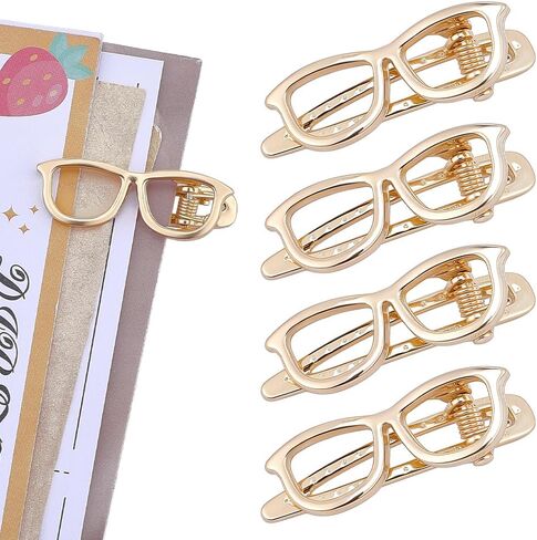 CRASPIRE 1 Box 4Pcs Glasses Paper Clips Decorative Metal Paperclips Gold Eyeglass Shaped Bookmark Clips Paper Book Marker Clamps for Planners Journals File Note Sorting Office School Desk Supplies in Kuwait