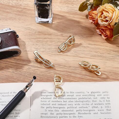 CRASPIRE 1 Box 4Pcs Glasses Paper Clips Decorative Metal Paperclips Gold Eyeglass Shaped Bookmark Clips Paper Book Marker Clamps for Planners Journals File Note Sorting Office School Desk Supplies in Kuwait