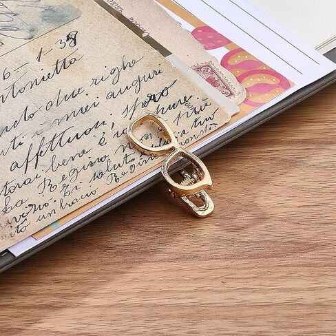 CRASPIRE 1 Box 4Pcs Glasses Paper Clips Decorative Metal Paperclips Gold Eyeglass Shaped Bookmark Clips Paper Book Marker Clamps for Planners Journals File Note Sorting Office School Desk Supplies in Kuwait