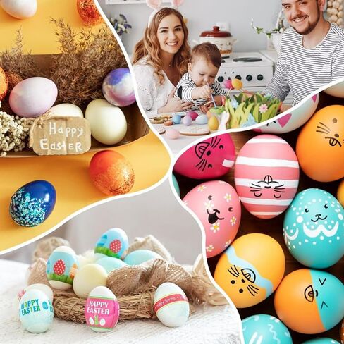 12 قطعة من بيض عيد الفصح الخشبي الأبيض، بيض خشبي مزيف للرسم والتزيين والأعمال اليدوية والفنون والحرف اليدوية وتدريب صندوق العش وتزيين المزرعة المنزلية in Kuwait