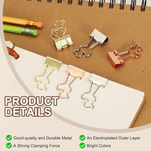 PATIKIL 12Pcs Small Binder Clips, Duck Shape Cute Binder Clips Paper Clamps Bulk Plating for Paper Bookmarks Planner Notes Letter Journals Office Supplies Bags Crafts, Silver in Kuwait