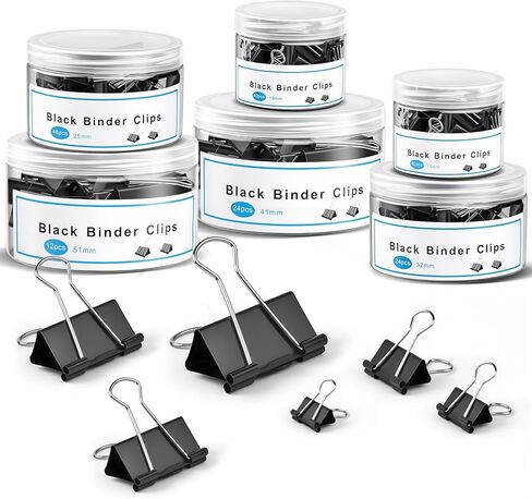 228 PCS Binder Clips Assorted Sizes, Extra Large Medium Small Mini and Micro, Metal Paper Binder Clip Black,Paper Clamps, 6 Sizes for Office Supplies, School and Home in Saudi Arabia
