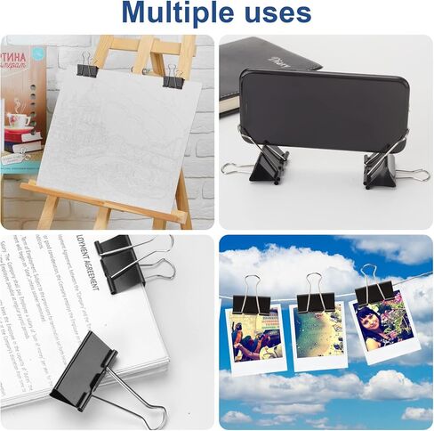 228 PCS Binder Clips Assorted Sizes, Extra Large Medium Small Mini and Micro, Metal Paper Binder Clip Black,Paper Clamps, 6 Sizes for Office Supplies, School and Home in Saudi Arabia