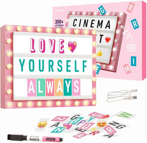 Cinema Light Box for Girls - 8 9 10 11 12 Year Old Girl Gifts - Gift for Teen, Tween Girl - Birthday Gifts for 11 Year Old Girls - Teenage Room Decor - Name Light up Sign for Wall - Cute Tween Toys in Kuwait