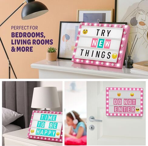 Cinema Light Box for Girls - 8 9 10 11 12 Year Old Girl Gifts - Gift for Teen, Tween Girl - Birthday Gifts for 11 Year Old Girls - Teenage Room Decor - Name Light up Sign for Wall - Cute Tween Toys in Kuwait