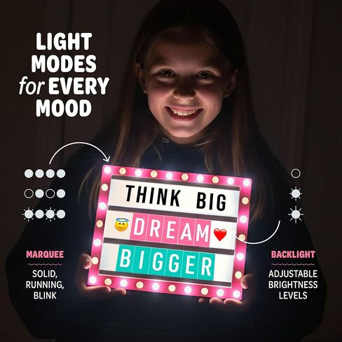Cinema Light Box for Girls - 8 9 10 11 12 Year Old Girl Gifts - Gift for Teen, Tween Girl - Birthday Gifts for 11 Year Old Girls - Teenage Room Decor - Name Light up Sign for Wall - Cute Tween Toys in Kuwait