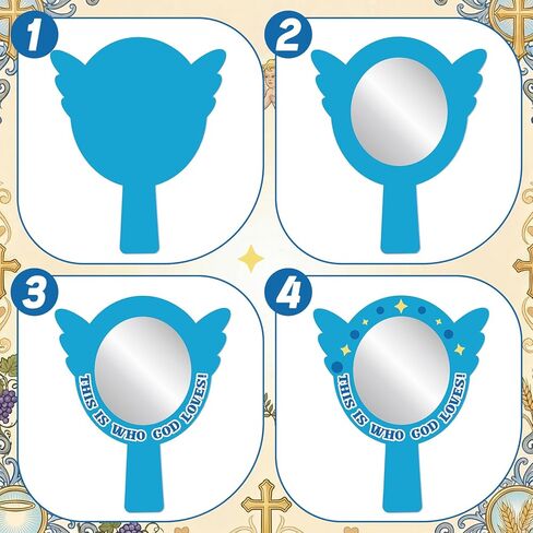 MotiMind 24 مجموعة This Is Who God Loves Mirror Craft Kits إشراك الأعمال اليدوية الدينية مرآة ملصقات زخرفية DIY للمتعة VBS Home Church Family المشاريع التعليمية أنشطة إنشاء الأحداث in Kuwait