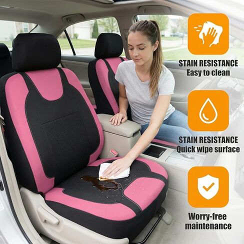 Car Seat Cover Full Seat, Soft Breathable Front and Rear Split Bench Protector, Comfortable Sporty Automotive Interior Chair Protection Cover, Universal for Truck Sedan SUV (Pink) in Saudi Arabia