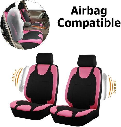 Car Seat Cover Full Seat, Soft Breathable Front and Rear Split Bench Protector, Comfortable Sporty Automotive Interior Chair Protection Cover, Universal for Truck Sedan SUV (Pink) in Saudi Arabia