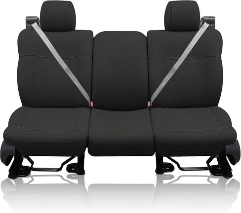 أغطية مقاعد أمامية مقسمة من قماش أكسفورد المتين ESMING 40/20/40 لسيارة Ford F150 XL Standard Cab 2004 2005 2006 2007 2008 مع أحزمة أمان مدمجة ومسند ذراع صلب - أسود in Kuwait