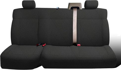 أغطية مقاعد أمامية مقسمة من قماش أكسفورد المتين ESMING 40/20/40 لسيارة Ford F150 XL Standard Cab 2004 2005 2006 2007 2008 مع أحزمة أمان مدمجة ومسند ذراع صلب - أسود in Kuwait
