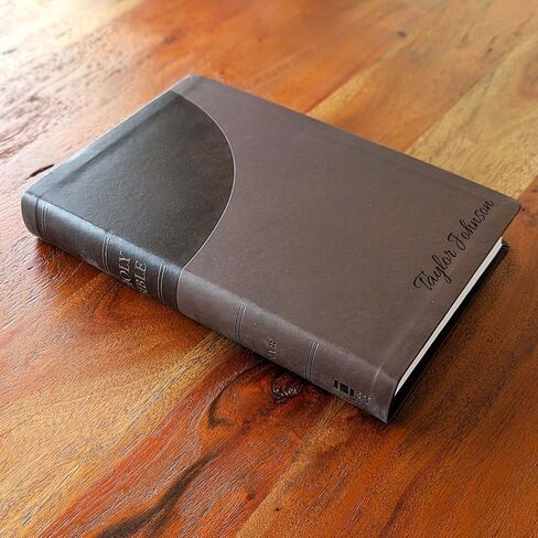 الكتاب المقدس المطبوع من SacredBound المخصص NIV Super Giant - طباعة كبيرة بحجم 16.5 نقطة، سهلة القراءة، اسم محفور جلد ناعم بني | الكتاب المقدس المرجعي بالحرف الأحمر (الاسم فقط) in Kuwait