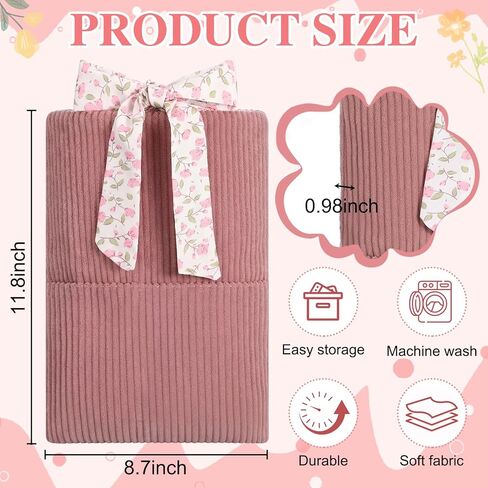 Bow Bible Sleeve Book Cover 11.8x8.7in Corduroy Book Cover Protector Case Padded with Front Pocket Water Washable Birthday Gift Booklover Women Reader Books Accessories in Kuwait