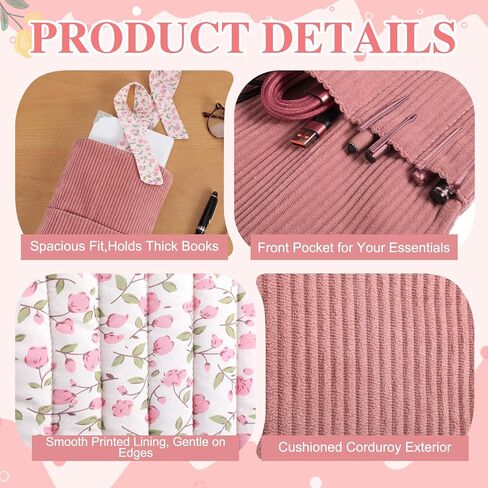 Bow Bible Sleeve Book Cover 11.8x8.7in Corduroy Book Cover Protector Case Padded with Front Pocket Water Washable Birthday Gift Booklover Women Reader Books Accessories in Kuwait