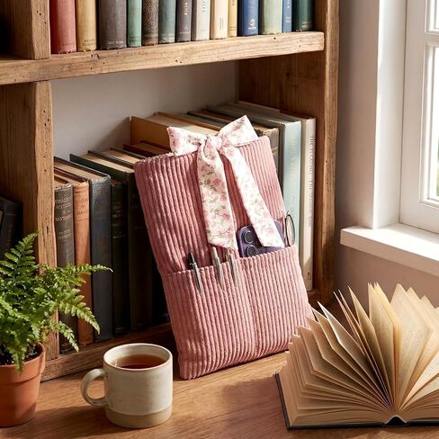 Bow Bible Sleeve Book Cover 11.8x8.7in Corduroy Book Cover Protector Case Padded with Front Pocket Water Washable Birthday Gift Booklover Women Reader Books Accessories in Kuwait
