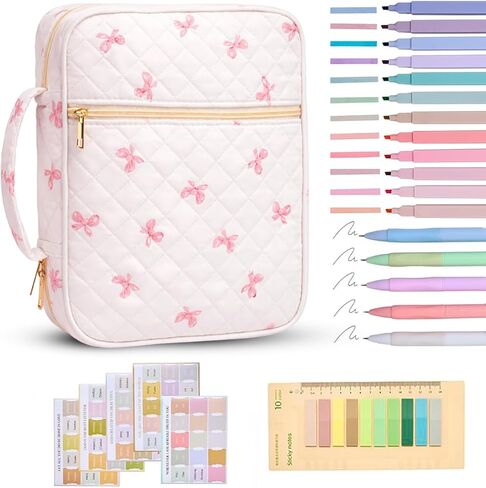 Bible Bag for Women, Bible Cover Case with Study Supplies,Large Quilted Bible Bag with Handle and Zipper, Suitable for Christian Books-Christian Gift for Girls(Blue Patchwork Flowers) in Kuwait