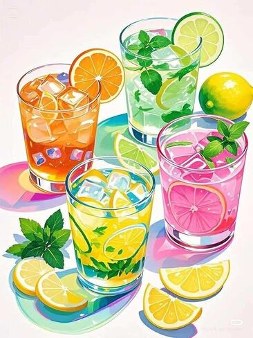 Masendp Summer Juice Paint by Numbers Kit for Kids Ages 8–12, Easy Beginner Canvas Paint by Number Set for Boys & Girls, DIY Painting Kit with Paints & Brushes in Kuwait