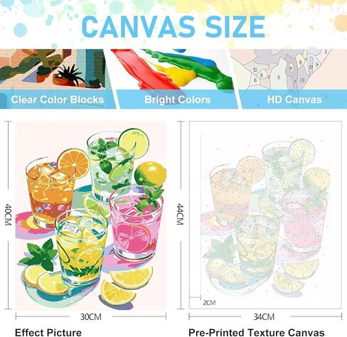 Masendp Summer Juice Paint by Numbers Kit for Kids Ages 8–12, Easy Beginner Canvas Paint by Number Set for Boys & Girls, DIY Painting Kit with Paints & Brushes in Kuwait