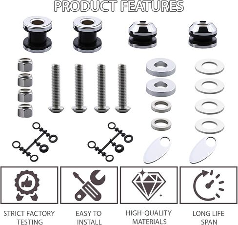 Passenger Backrest Sissy Bar Docking Hardware Kit Compatible with Harley Dyna Fat Bob Street Bob Low Rider Super Glide Wide Glide FXDL FXDF FXDWG 2006-2017 Models (Silver) in Saudi Arabia