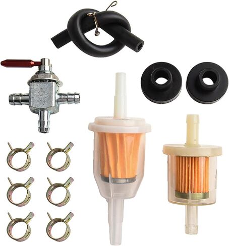 Two-Way SteelCut-Off Valve Kit with 14 Barb Fittings, On-Off-On Configuration, Replaces OEM Part 482212 for Small Engines andSystems in Saudi Arabia
