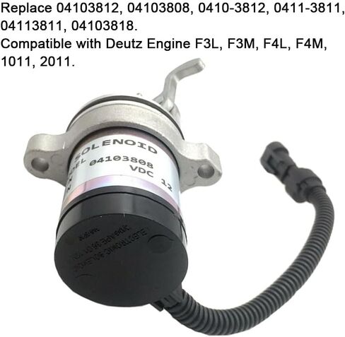 tooloflife 12 VDC Heavy Duty Fuel Shut Off Solenoid 04103808 Reliable Engine Fuel Cut Off Valve Replacement for Compatible with Deutz 1011 2011 F3L F3M F4L F4M Series Engines in Kuwait