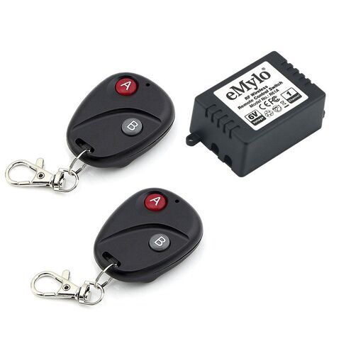 eMylo مفتاح التحكم عن بعد اللاسلكي، RF DC 6V 1 قناة واحدة جهاز إرسال مفتاح الإضاءة مع جهاز استقبال، مفتاح التحكم عن بعد 433 ميجا هرتز للضوء والمصباح ومرآب الباب والتحكم الصناعي ومجالات الأمان in Kuwait