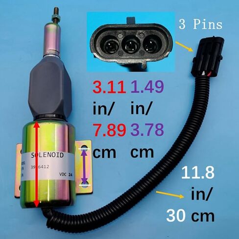 24V Fuel Shut Off Solenoid RE516083 RE502474 3926412 SA-4257-24 for John Deere 1185 2054 2056 2058 2064 2066 9965 120 160LC 200LC 230LC 270LC 670C 672CH 624H 6610 6710 6810 6910 Z1431 in Kuwait