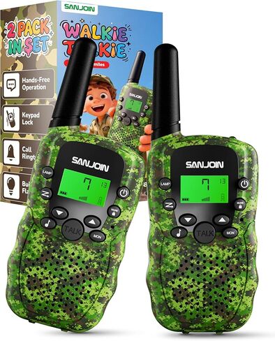SANJOIN Walkie Talkies 2 Pack for Kids Toys,Outdoor Toys Gifts for Boys Girls 3-12 Years Old,Camouflage Walkie Talkie 3 Miles Range to Camping,Outdoor,4 Year Old Girl Birthday Gifts for 4 5 6 7 8 9 10 in Saudi Arabia