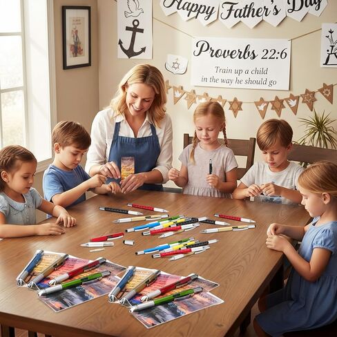 Tenceur 48 Set Father's Day Bulk Gifts for Church 6 in 1 Multi Tool Pen with Religious Bible Verse Bookmark Man of God Christian Gift for Men Church Prizes Husband Bible Study Supplies (Man of God) in Kuwait