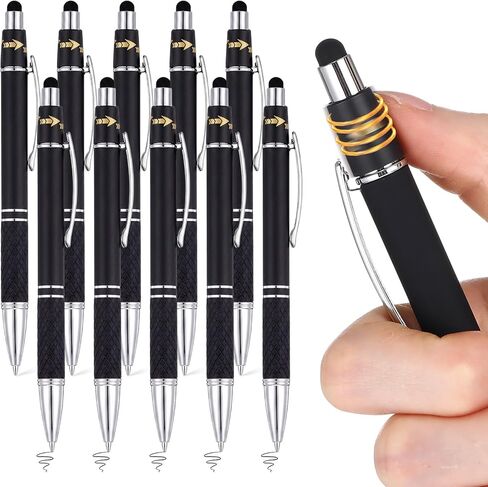 10 Pcs Fidget Pens, Colorful Stress Relief Pens 2-in-1 Metal Stylus Retractable Ballpoint Pen with Stylus Tip 1.0 mm Black Ink Anxiety Relief Pen for Adults Office Coworker Gifts in Kuwait