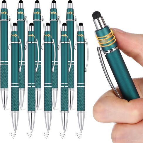 10 Pcs Fidget Pens, Colorful Stress Relief Pens 2-in-1 Metal Stylus Retractable Ballpoint Pen with Stylus Tip 1.0 mm Black Ink Anxiety Relief Pen for Adults Office Coworker Gifts in Kuwait