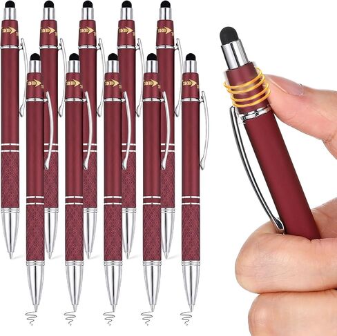 10 Pcs Fidget Pens, Colorful Stress Relief Pens 2-in-1 Metal Stylus Retractable Ballpoint Pen with Stylus Tip 1.0 mm Black Ink Anxiety Relief Pen for Adults Office Coworker Gifts in Kuwait