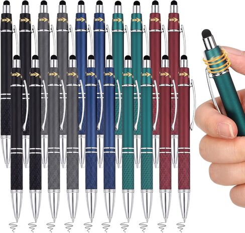 10 Pcs Fidget Pens, Colorful Stress Relief Pens 2-in-1 Metal Stylus Retractable Ballpoint Pen with Stylus Tip 1.0 mm Black Ink Anxiety Relief Pen for Adults Office Coworker Gifts in Kuwait